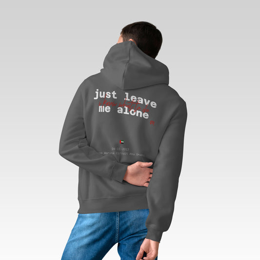 Hoodie logo & "Leave me alone" back/wit - Div. kleuren